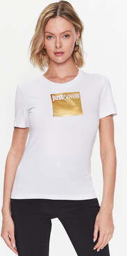 T-shirt Just Cavalli w młodzieżowym stylu z okrągłym dekoltem z krótkim rękawem