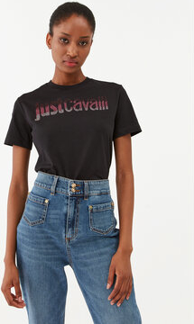 T-shirt Just Cavalli z okrągłym dekoltem z krótkim rękawem