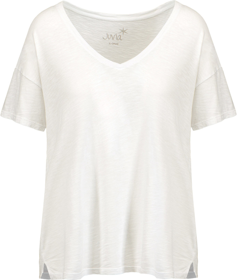 T-shirt Juvia z dekoltem w kształcie litery v z bawełny w stylu casual