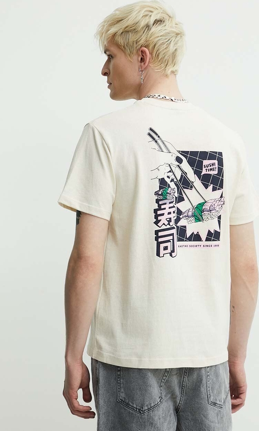 T-shirt Kaotiko z bawełny z nadrukiem w młodzieżowym stylu