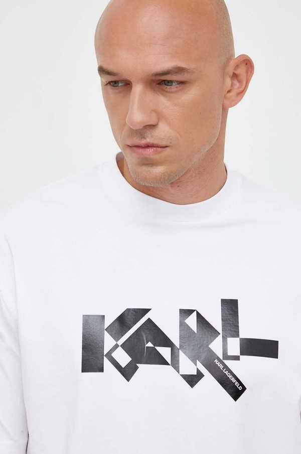T-shirt Karl Lagerfeld z dzianiny w młodzieżowym stylu
