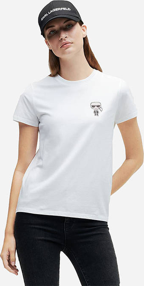 T-shirt Karl Lagerfeld z krótkim rękawem z okrągłym dekoltem