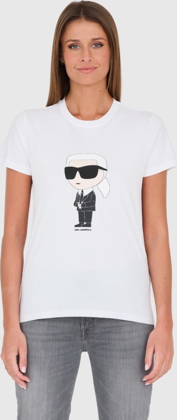T-shirt Karl Lagerfeld z krótkim rękawem z okrągłym dekoltem z nadrukiem