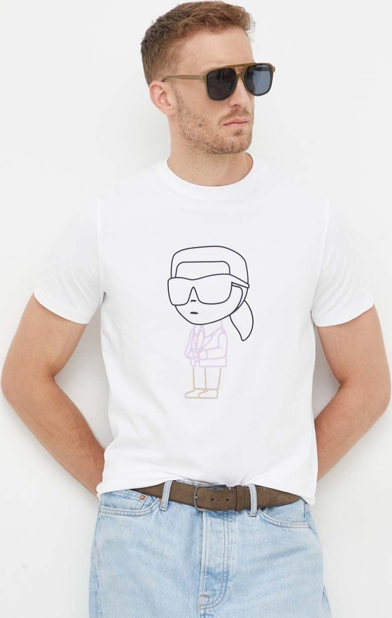 T-shirt Karl Lagerfeld z nadrukiem z dzianiny