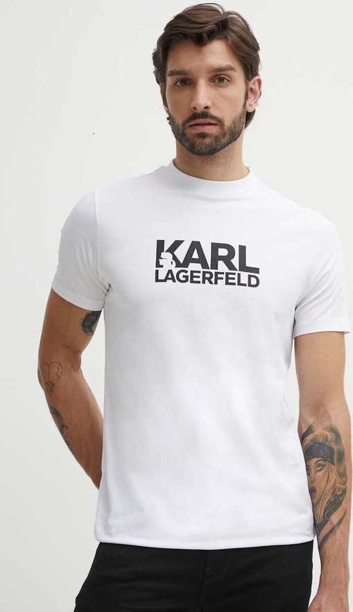 T-shirt Karl Lagerfeld z nadrukiem z krótkim rękawem w młodzieżowym stylu