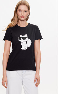 T-shirt Karl Lagerfeld z nadrukiem z okrągłym dekoltem