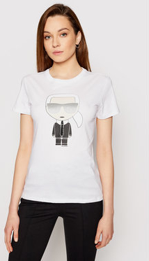 T-shirt Karl Lagerfeld z nadrukiem z okrągłym dekoltem w młodzieżowym stylu