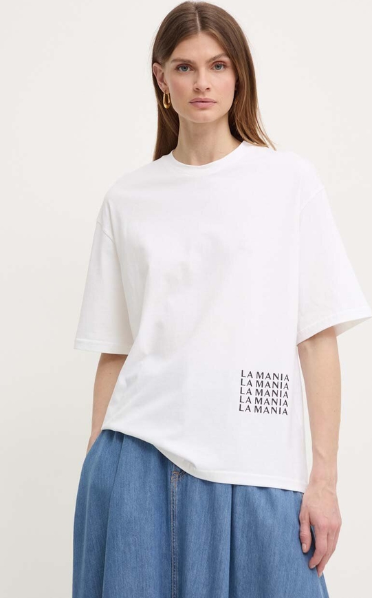 T-shirt La Mania z okrągłym dekoltem z krótkim rękawem z bawełny