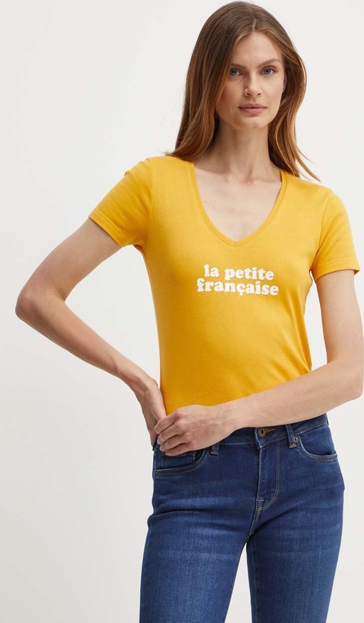 T-shirt La Petite Française z bawełny z okrągłym dekoltem z krótkim rękawem