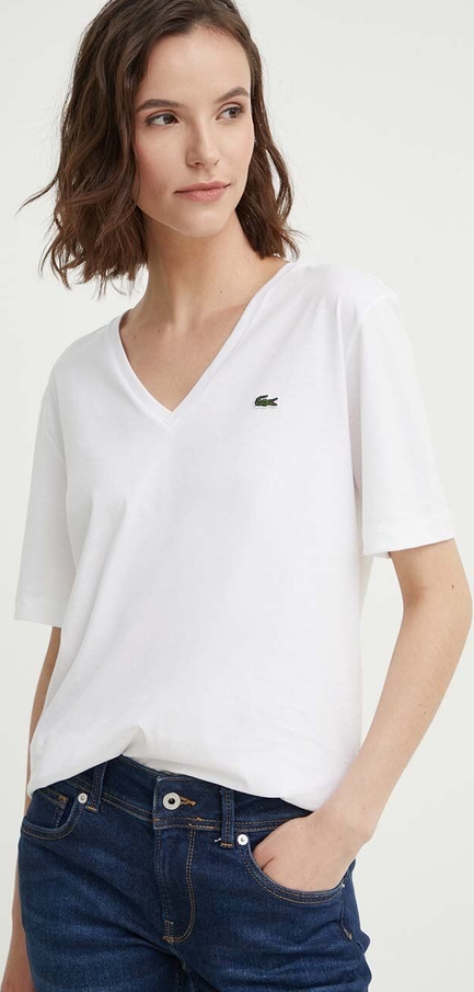 T-shirt Lacoste z dekoltem w kształcie litery v w stylu casual