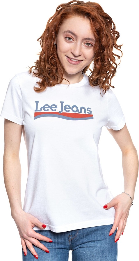 T-shirt Lee w młodzieżowym stylu z bawełny z krótkim rękawem