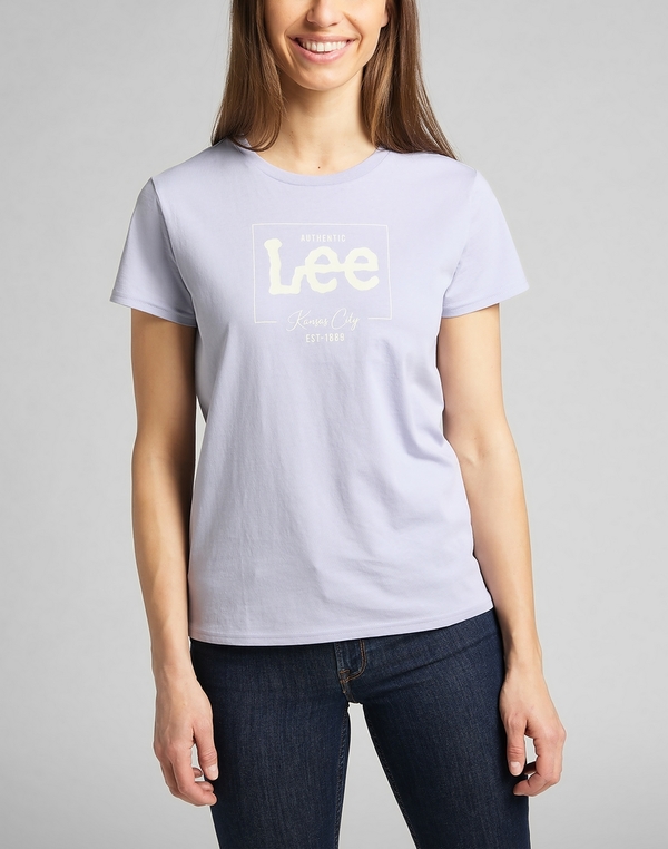 T-shirt Lee w młodzieżowym stylu z okrągłym dekoltem