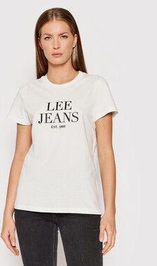 T-shirt Lee z bawełny z krótkim rękawem z okrągłym dekoltem