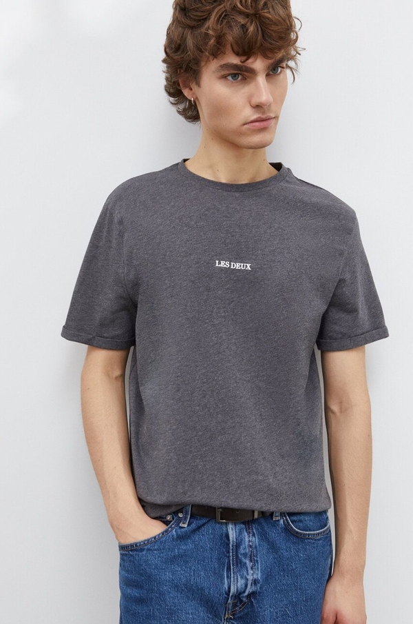 T-shirt Les Deux z bawełny w stylu casual z nadrukiem