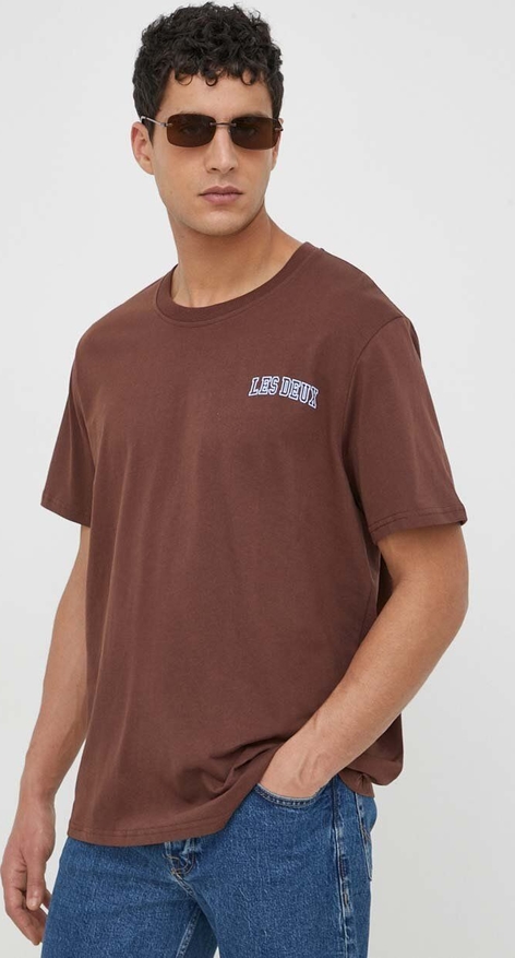 T-shirt Les Deux z bawełny z krótkim rękawem z nadrukiem