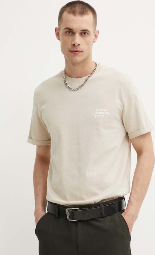 T-shirt Les Deux z nadrukiem z bawełny w stylu casual