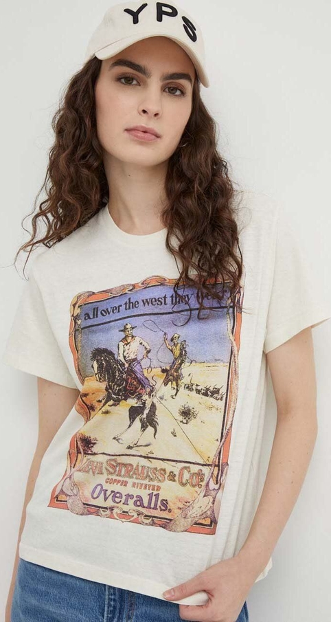 T-shirt Levis w młodzieżowym stylu z okrągłym dekoltem z bawełny
