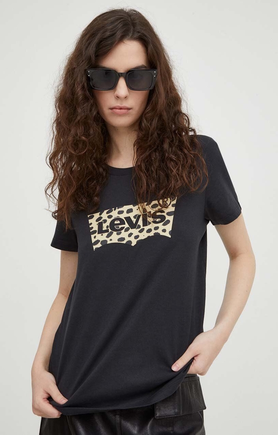 T-shirt Levis z krótkim rękawem z bawełny z okrągłym dekoltem