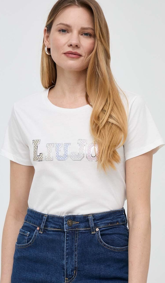 T-shirt Liu-Jo z bawełny w młodzieżowym stylu z okrągłym dekoltem