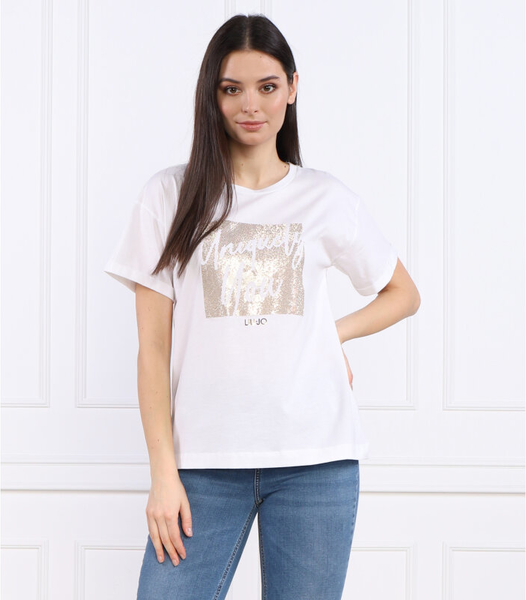 T-shirt Liu-Jo z bawełny z krótkim rękawem z okrągłym dekoltem