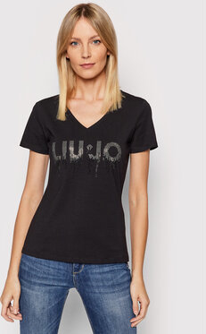 T-shirt Liu-Jo z dekoltem w kształcie litery v z krótkim rękawem