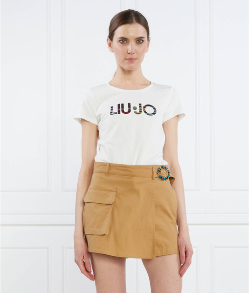 T-shirt Liu-Jo z okrągłym dekoltem z bawełny w młodzieżowym stylu