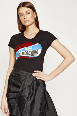 T-shirt Love Moschino z okrągłym dekoltem z krótkim rękawem
