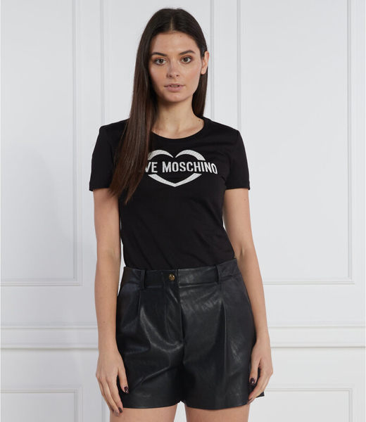T-shirt Love Moschino z okrągłym dekoltem z krótkim rękawem w młodzieżowym stylu
