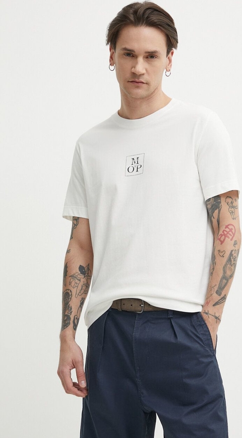 T-shirt Marc O'Polo z nadrukiem z krótkim rękawem z bawełny