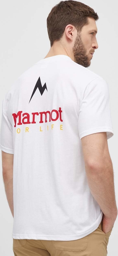 T-shirt Marmot z nadrukiem w sportowym stylu z krótkim rękawem