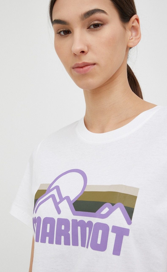 T-shirt Marmot z okrągłym dekoltem w młodzieżowym stylu z dzianiny
