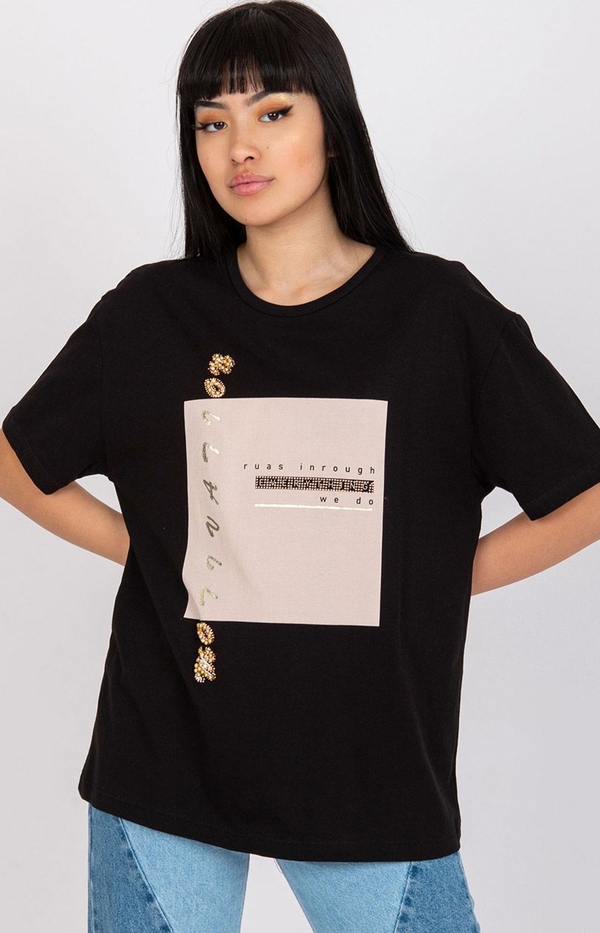 T-shirt MERRIBEL z krótkim rękawem z bawełny z okrągłym dekoltem