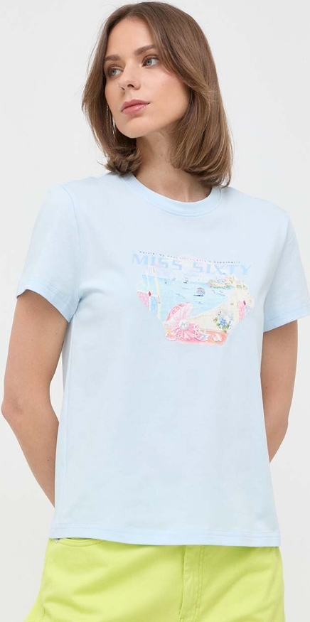 T-shirt Miss Sixty z dzianiny w młodzieżowym stylu