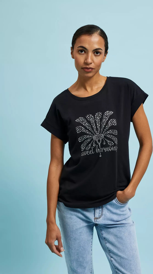 T-shirt Moodo.pl w młodzieżowym stylu z bawełny z okrągłym dekoltem