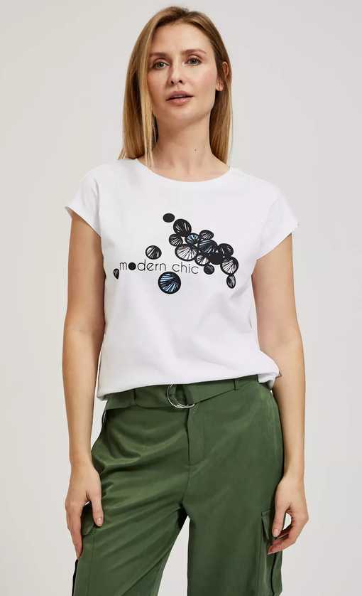 T-shirt Moodo.pl z bawełny z okrągłym dekoltem z krótkim rękawem
