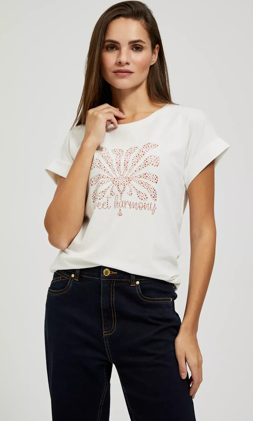 T-shirt Moodo.pl z krótkim rękawem w młodzieżowym stylu z okrągłym dekoltem