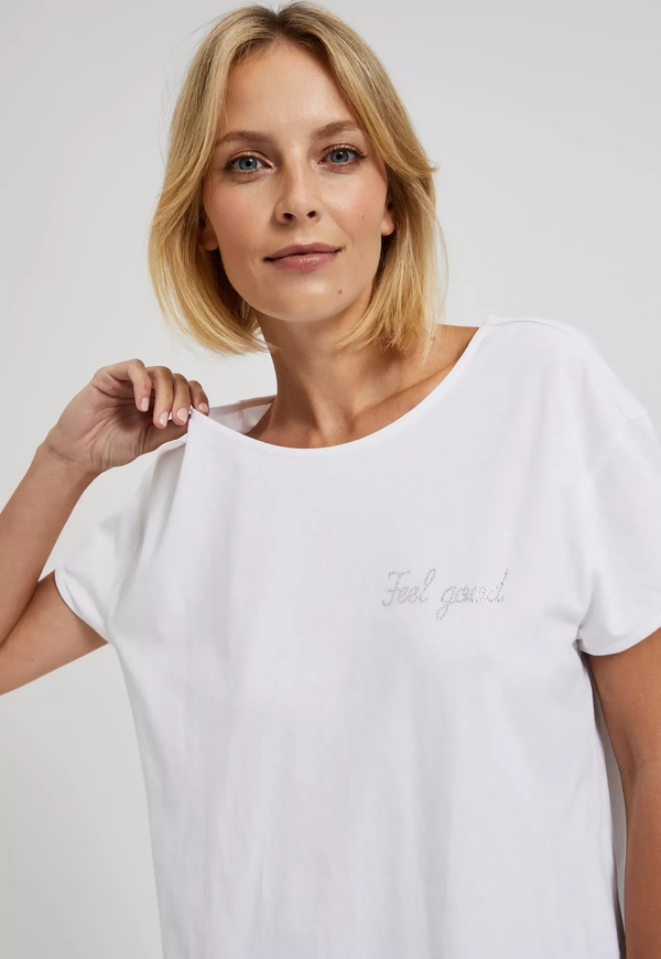 T-shirt Moodo.pl z krótkim rękawem z bawełny w stylu casual