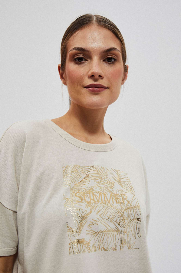 T-shirt Moodo.pl z krótkim rękawem z okrągłym dekoltem w młodzieżowym stylu