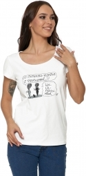 T-shirt Moraj z okrągłym dekoltem w młodzieżowym stylu z bawełny