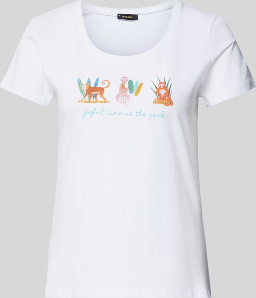 T-shirt More & More w młodzieżowym stylu z okrągłym dekoltem z bawełny
