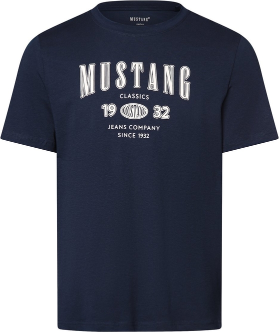T-shirt Mustang z krótkim rękawem z nadrukiem w młodzieżowym stylu