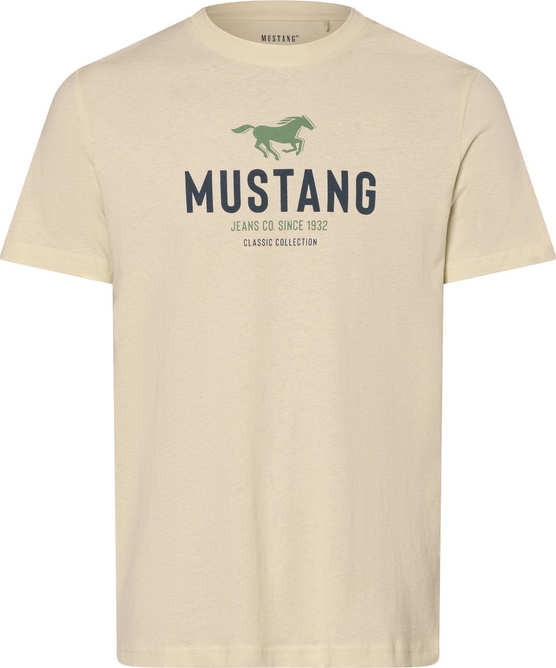 T-shirt Mustang z krótkim rękawem z nadrukiem z bawełny