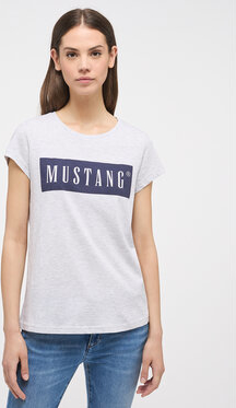 T-shirt Mustang z okrągłym dekoltem z krótkim rękawem w młodzieżowym stylu