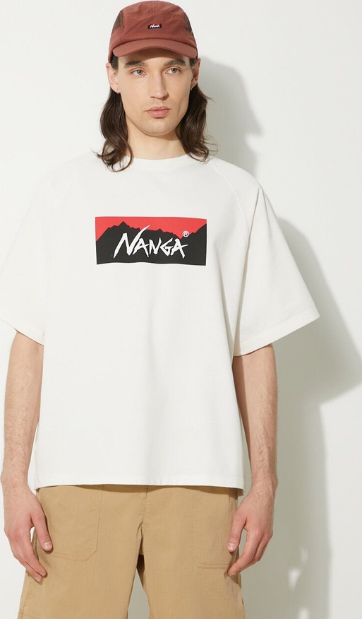 T-shirt Nanga z bawełny w młodzieżowym stylu z krótkim rękawem