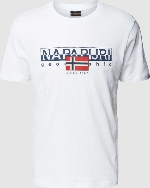 T-shirt Napapijri w młodzieżowym stylu z bawełny z krótkim rękawem