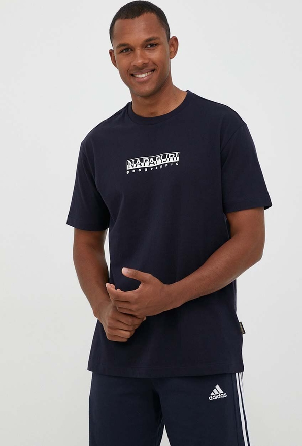 T-shirt Napapijri w sportowym stylu z bawełny z nadrukiem