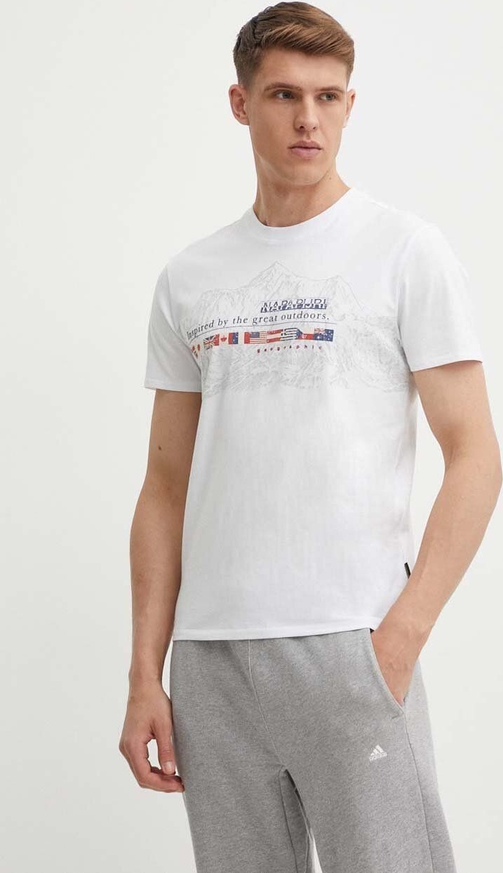 T-shirt Napapijri z nadrukiem z krótkim rękawem w młodzieżowym stylu