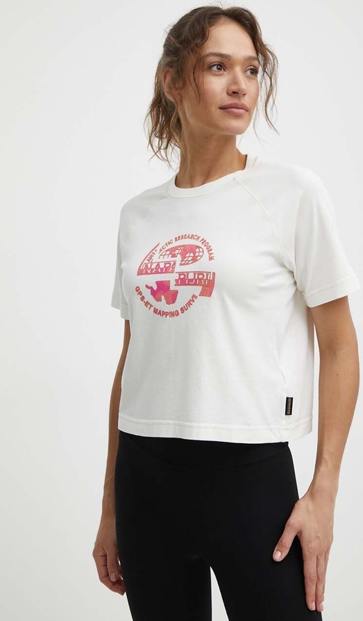 T-shirt Napapijri z okrągłym dekoltem z bawełny w sportowym stylu