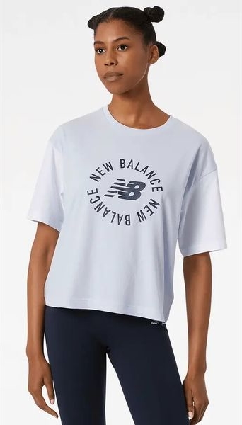 T-shirt New Balance z okrągłym dekoltem z bawełny z krótkim rękawem
