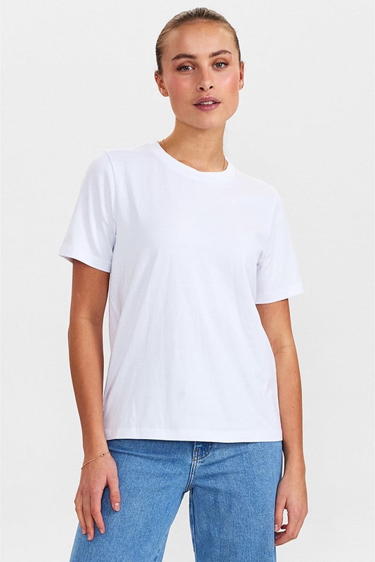 T-shirt Numph z okrągłym dekoltem w stylu casual z krótkim rękawem